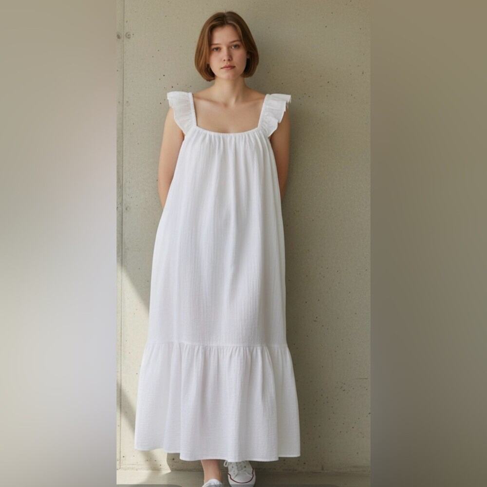 Petite Plume White Cotton Gauze Nightgown Size Small